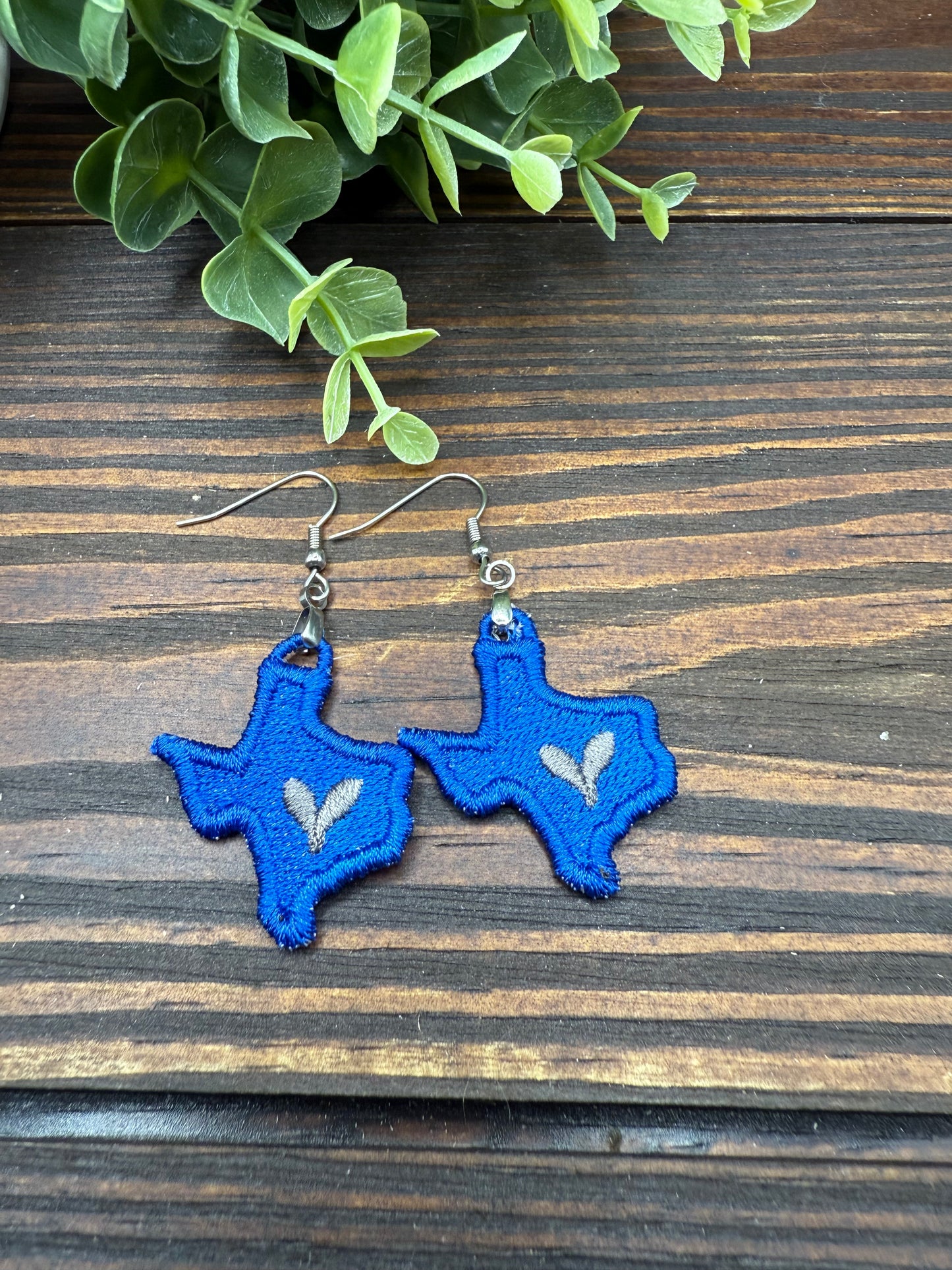 Embroidered Texas Heart Earrings