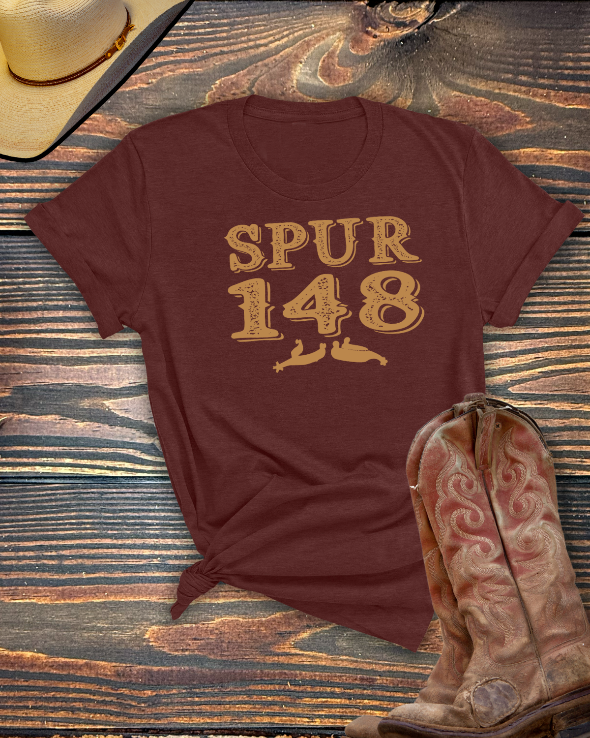 Cardinal Red with Tan SPUR148 Logo