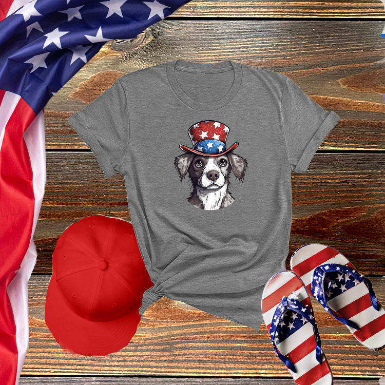Dog in Top Hat Patriotic Tee