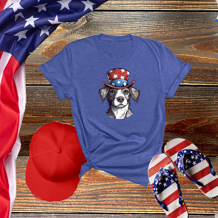 Dog in Top Hat Patriotic Tee