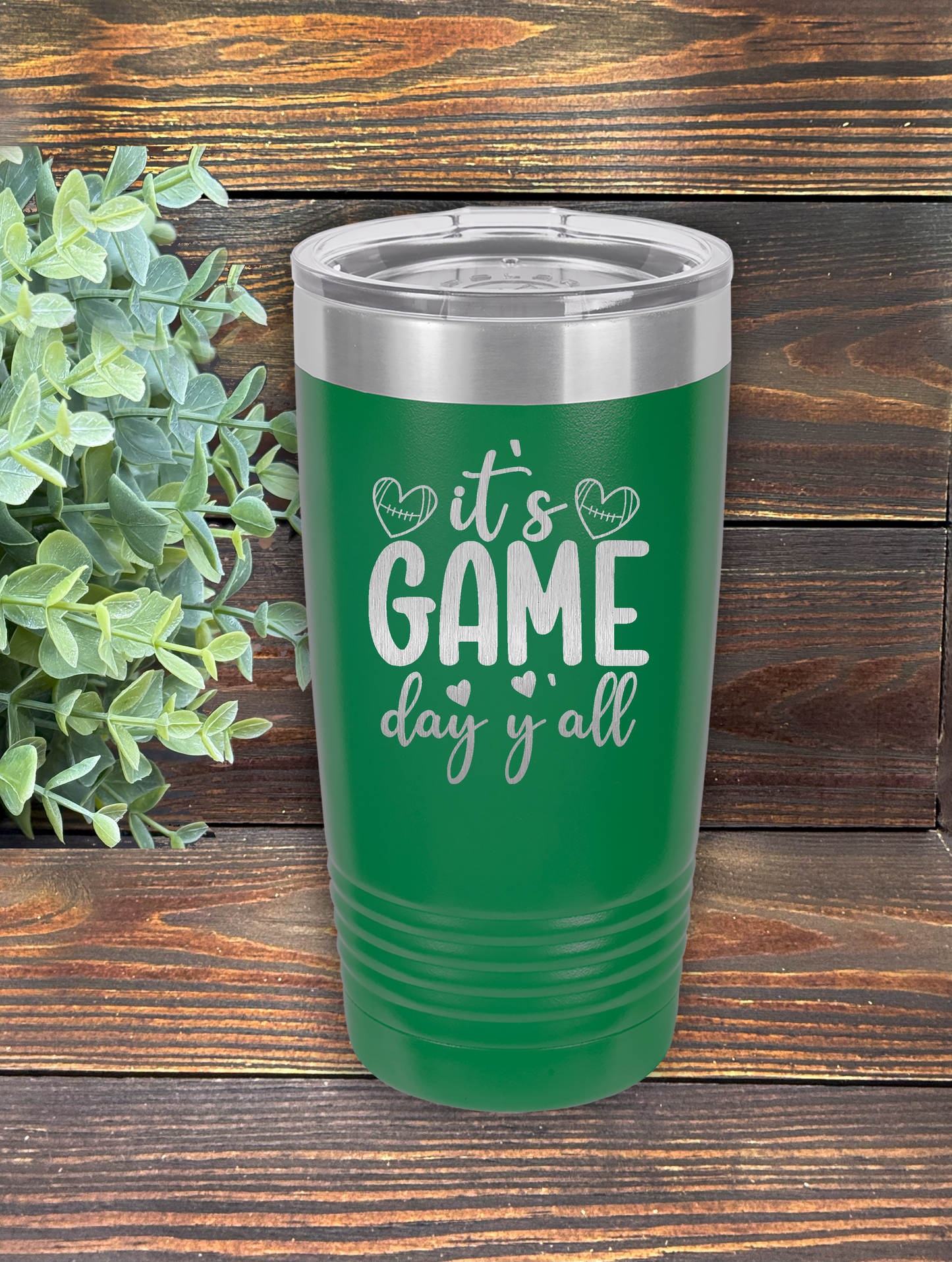 It's Game Day Y'all in script text with football hearts