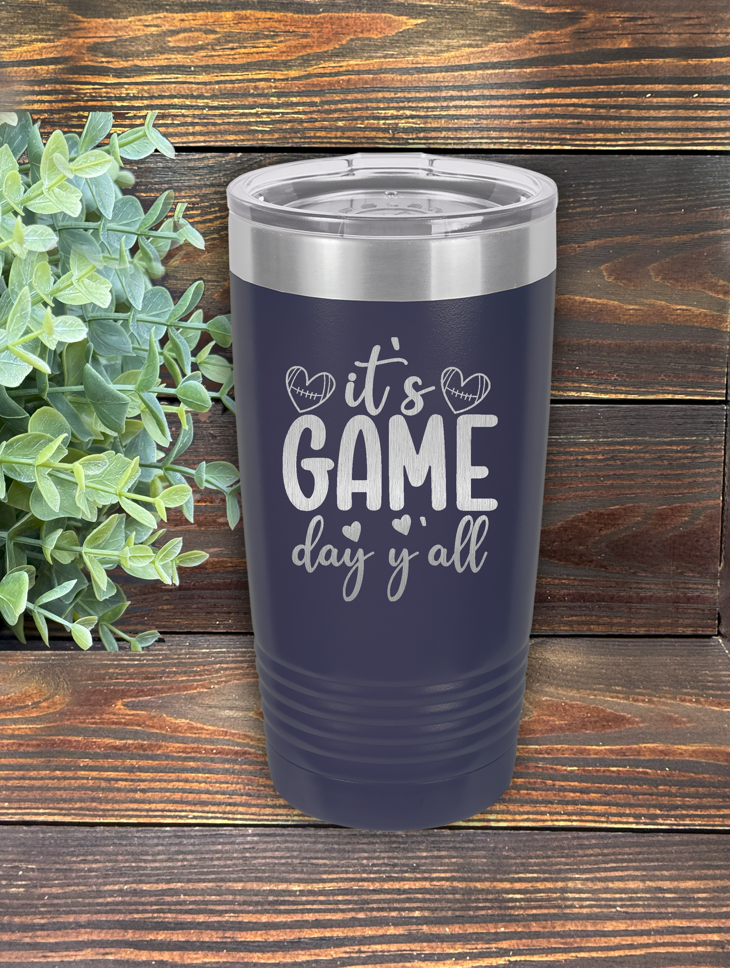 It's Game Day Y'all in script text with football hearts