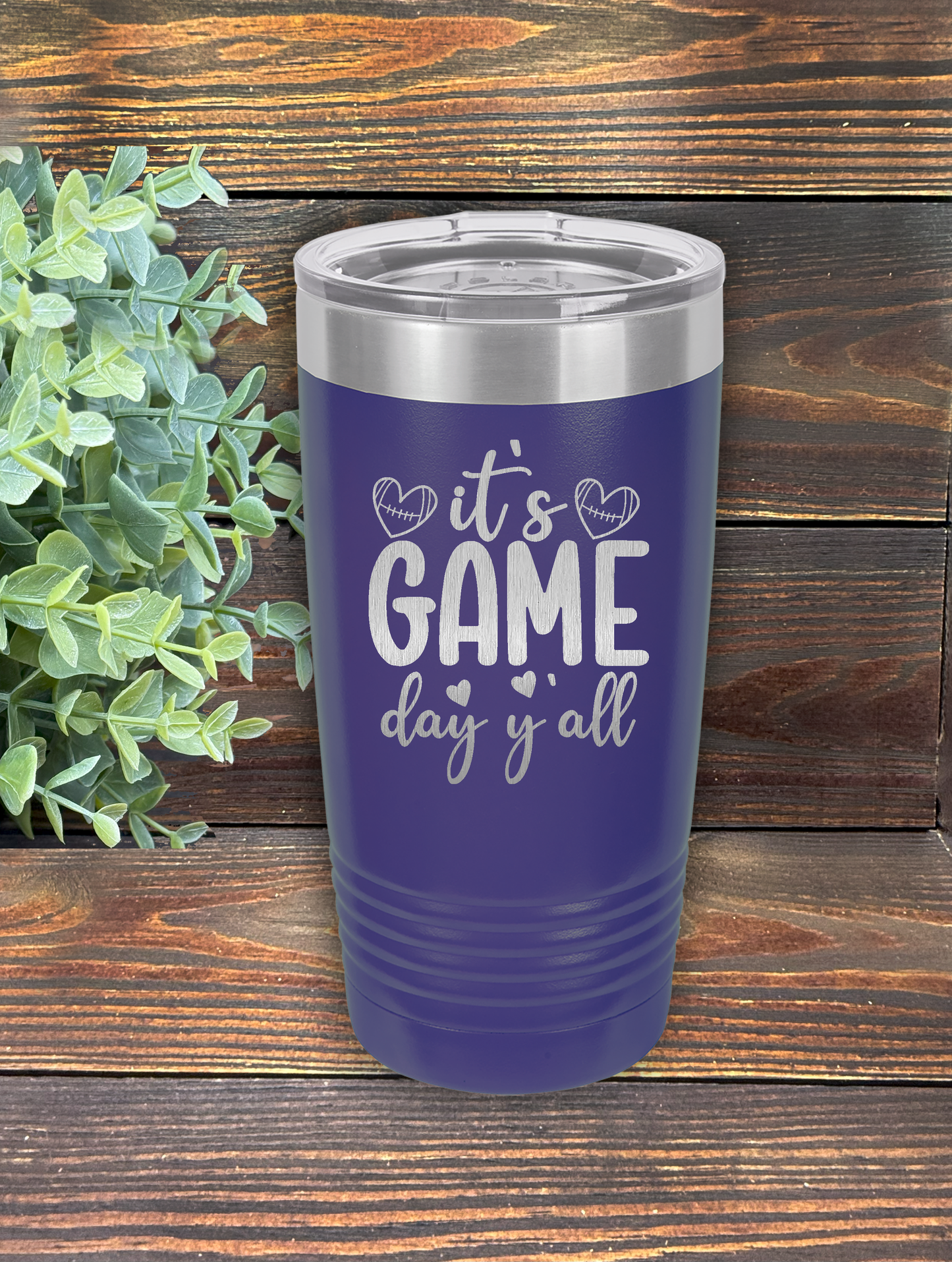 It's Game Day Y'all in script text with football hearts