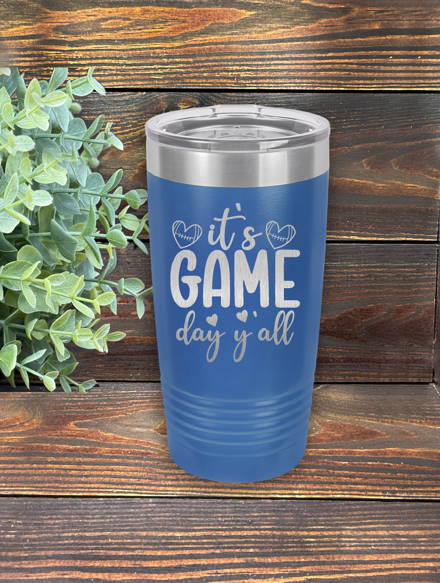 It's Game Day Y'all in script text with football hearts