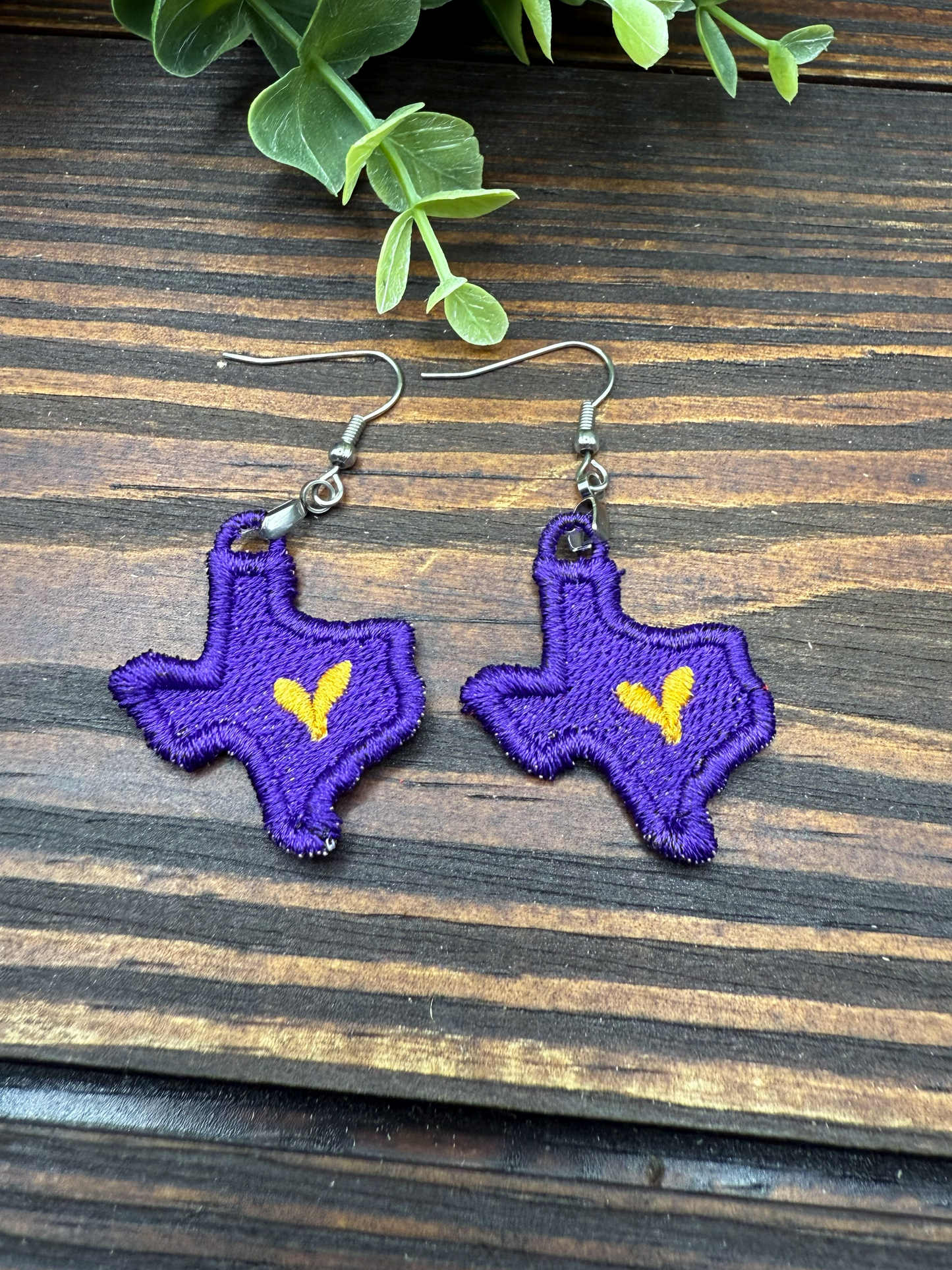 Embroidered Texas Heart Earrings