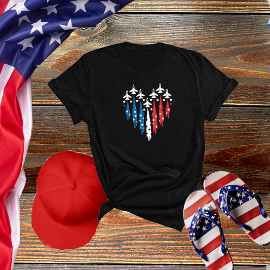 Fighter Jet Flag Heart