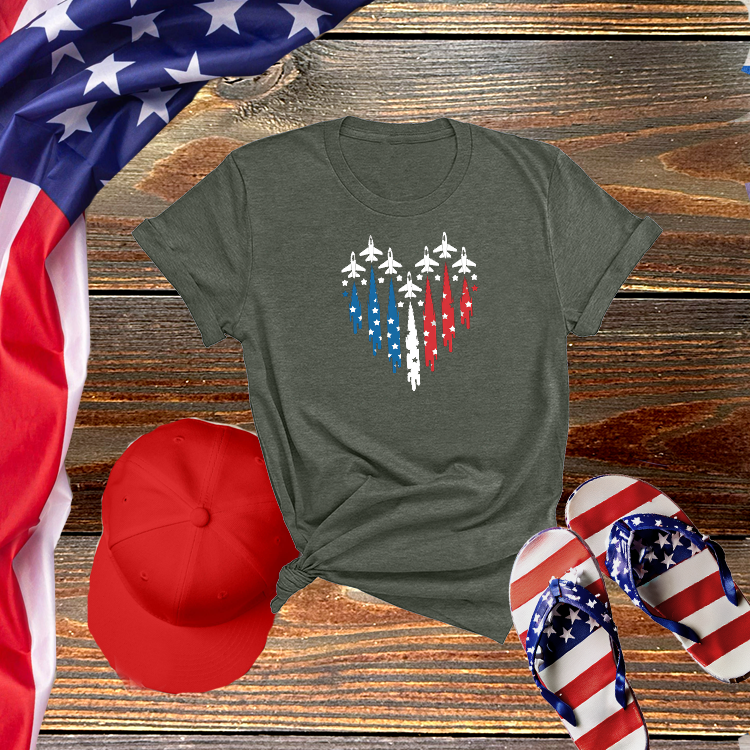 Fighter Jet Flag Heart