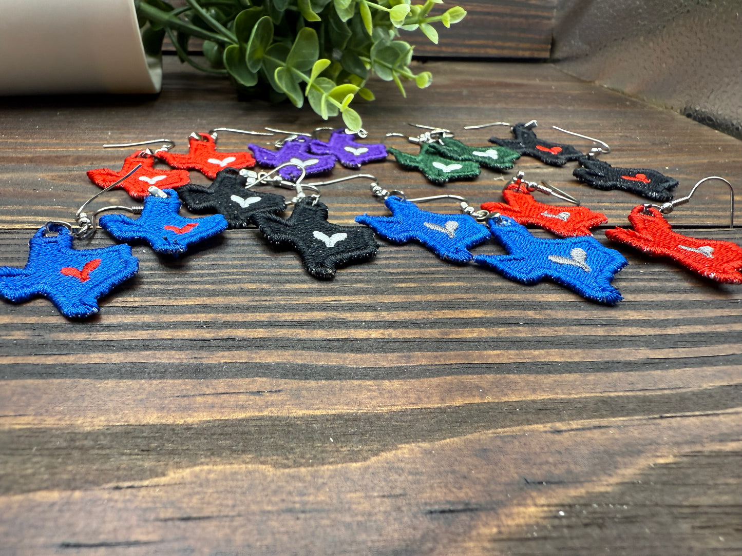 Embroidered Texas Heart Earrings