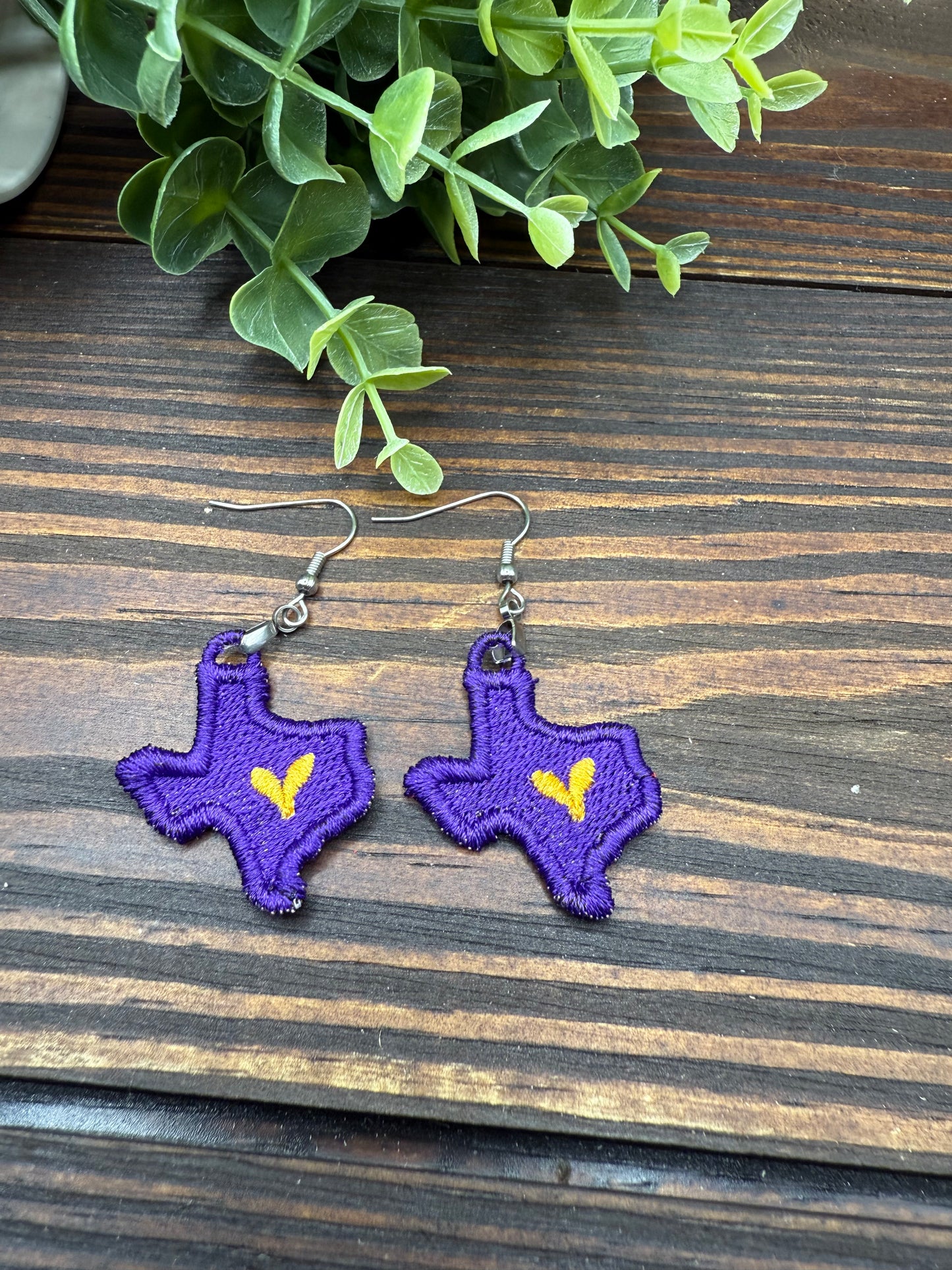 Embroidered Texas Heart Earrings