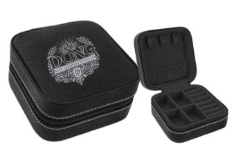 DONG Official  4" X 4" Black/Silver Leatherette Travel Jewelry Box with Black Lining