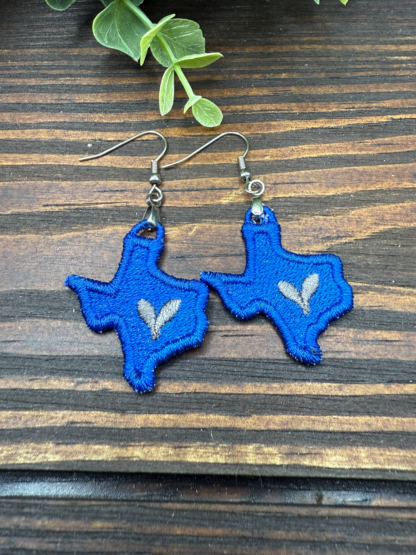 Embroidered Texas Heart Earrings