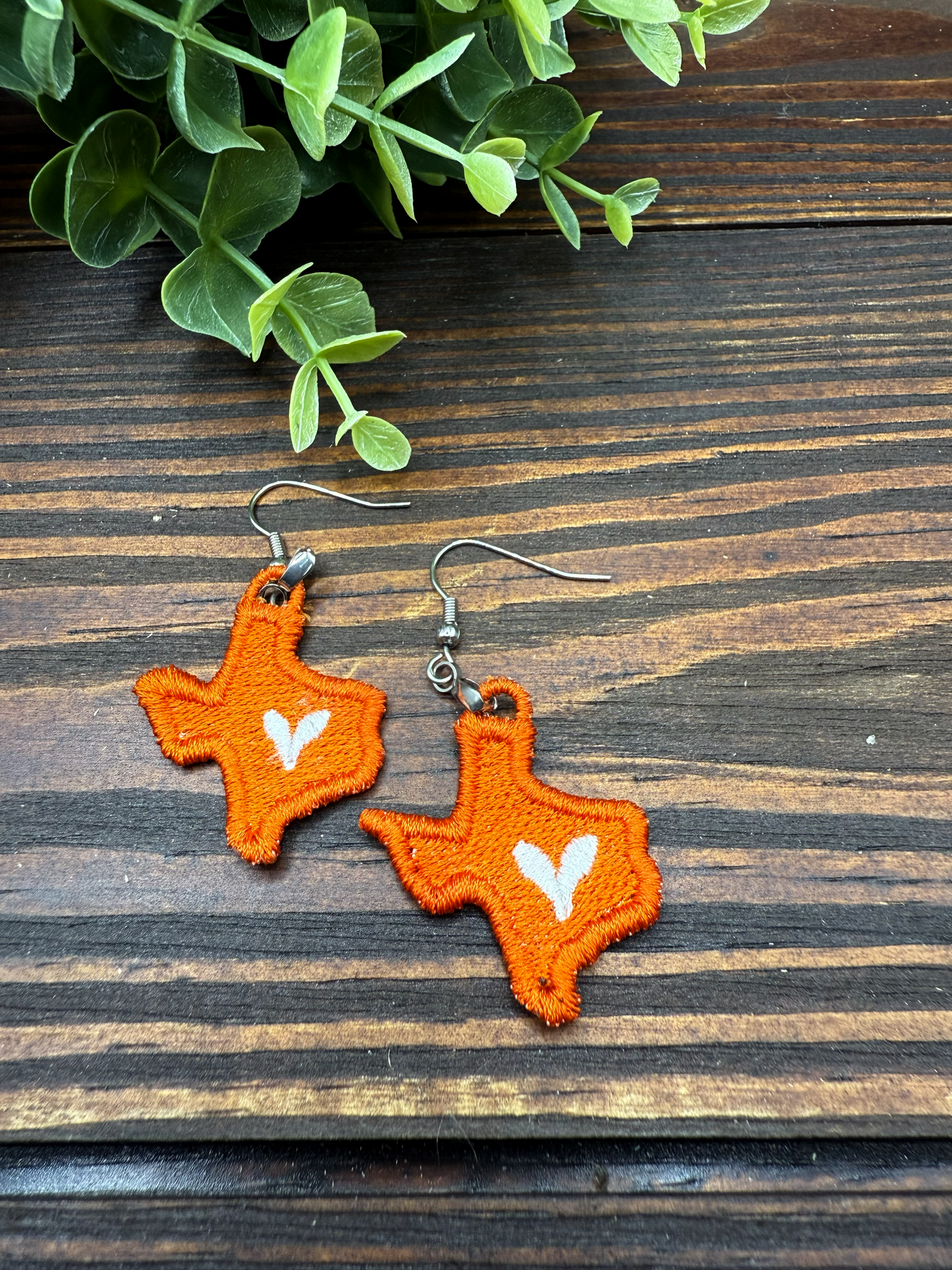 Embroidered Texas Heart Earrings