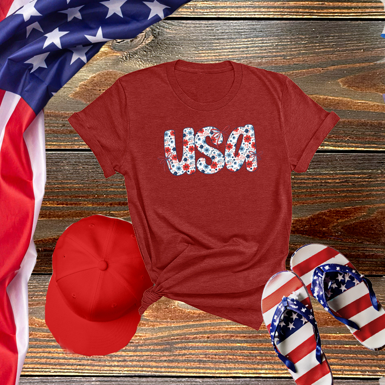 USA Floral Tee
