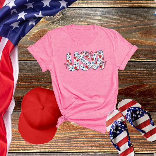 USA Floral Tee