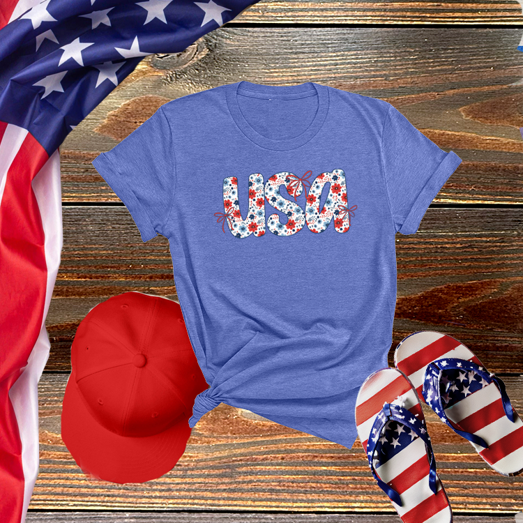 USA Floral Tee