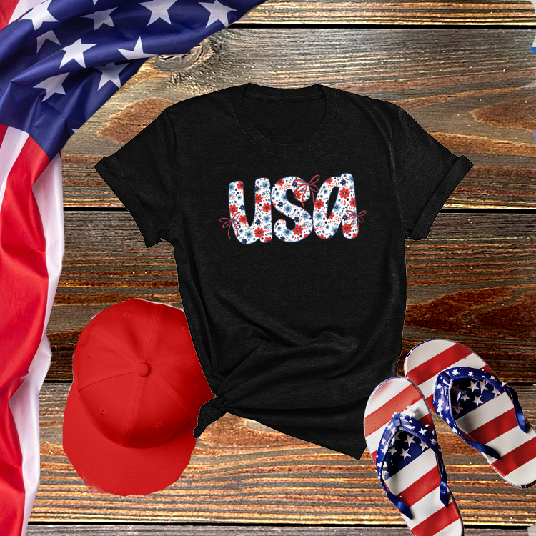 USA Floral Tee
