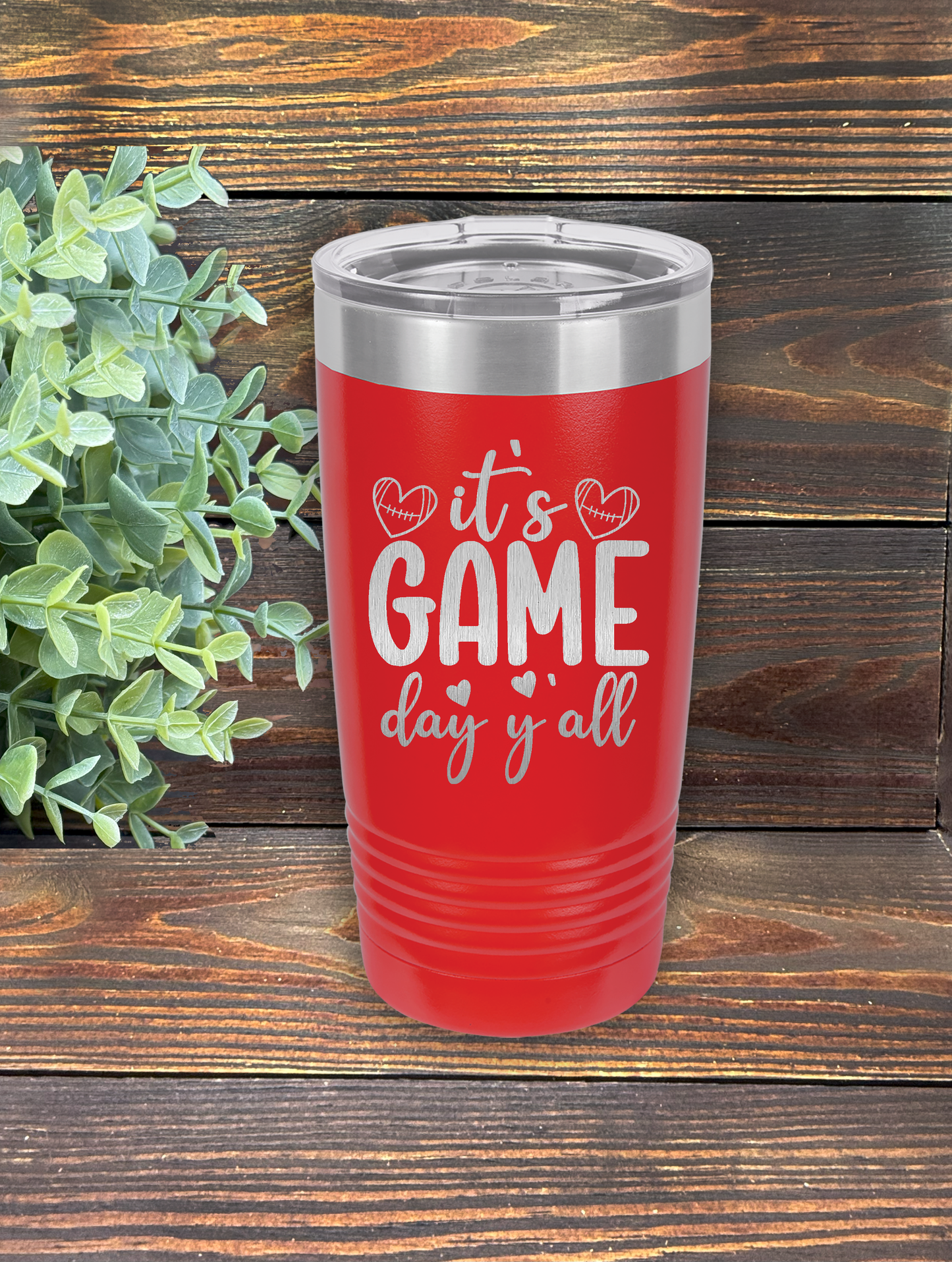 It's Game Day Y'all in script text with football hearts