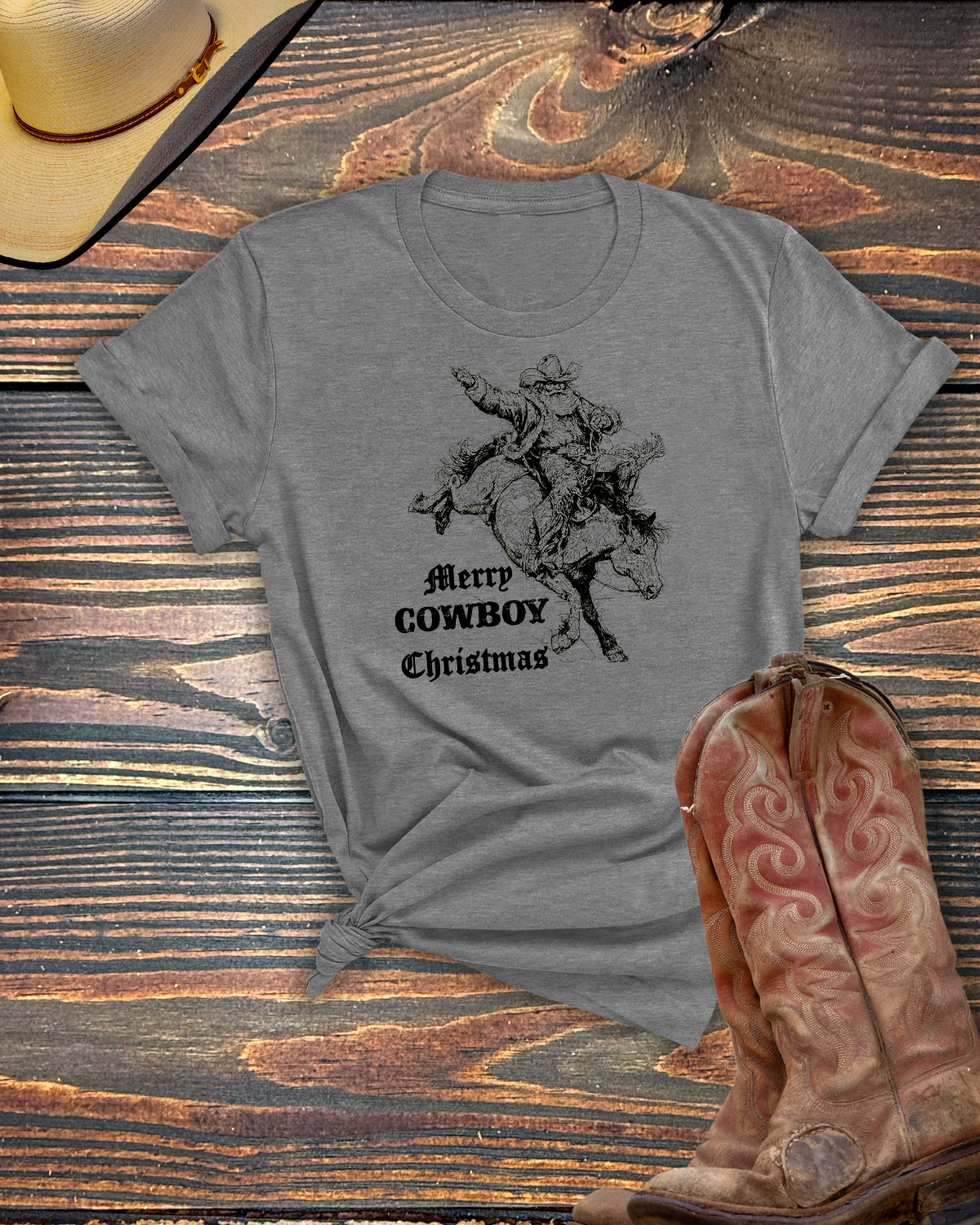 Merry Cowboy Christmas Tshirt