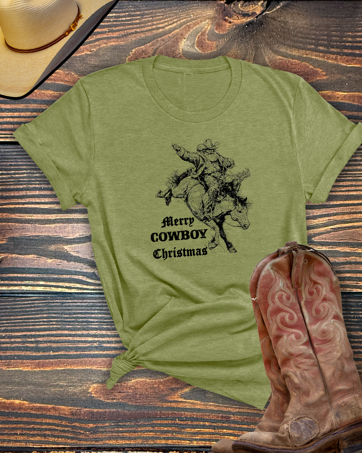 Merry Cowboy Christmas Tshirt