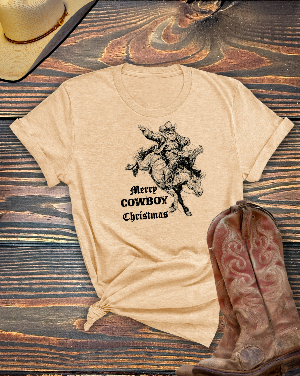 Merry Cowboy Christmas Tshirt