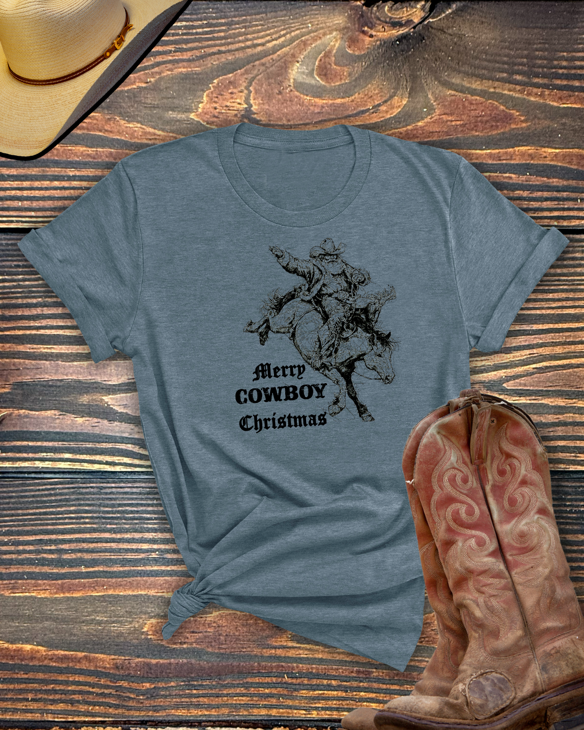 Merry Cowboy Christmas Tshirt