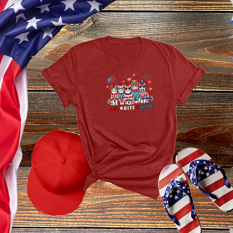 Red White and Meow Tee