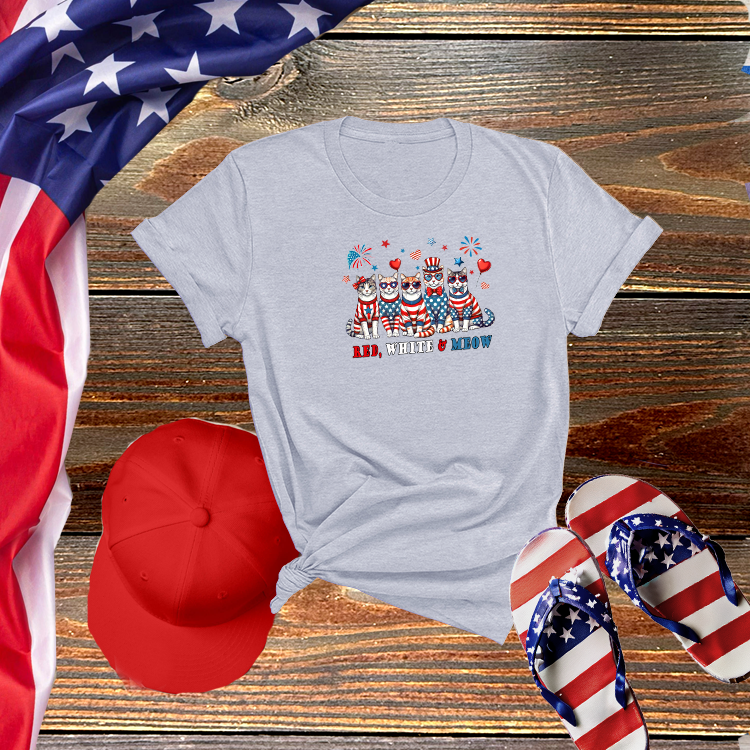 Red White and Meow Tee