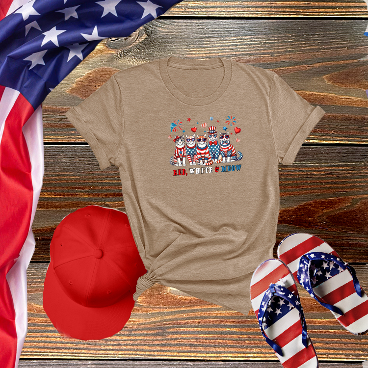 Red White and Meow Tee