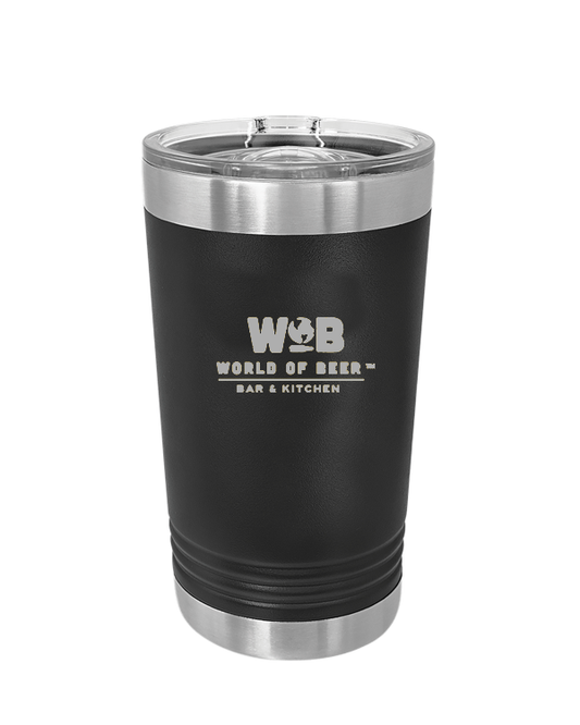World of Beer Custom 16 oz. Pint with Slider Lid